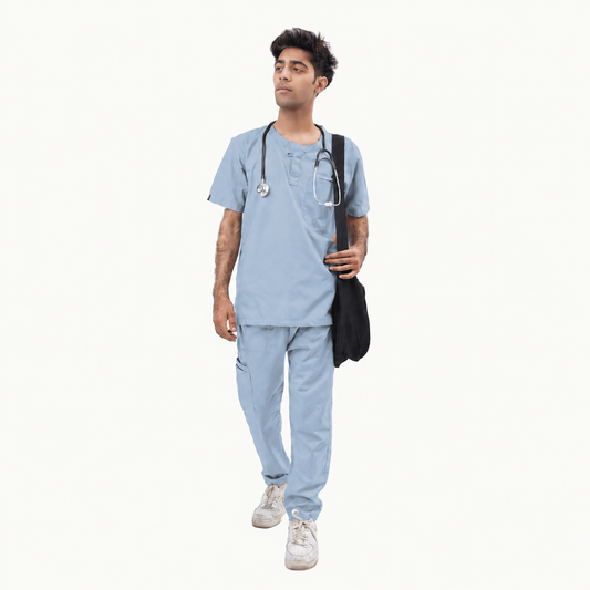 Men's Front Placket Medical Scrub Set