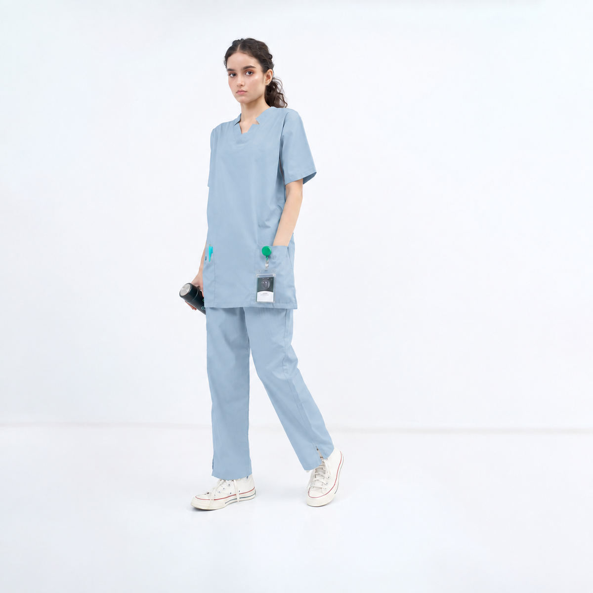 Women's V-Cut Neckline Medical Scrub Set