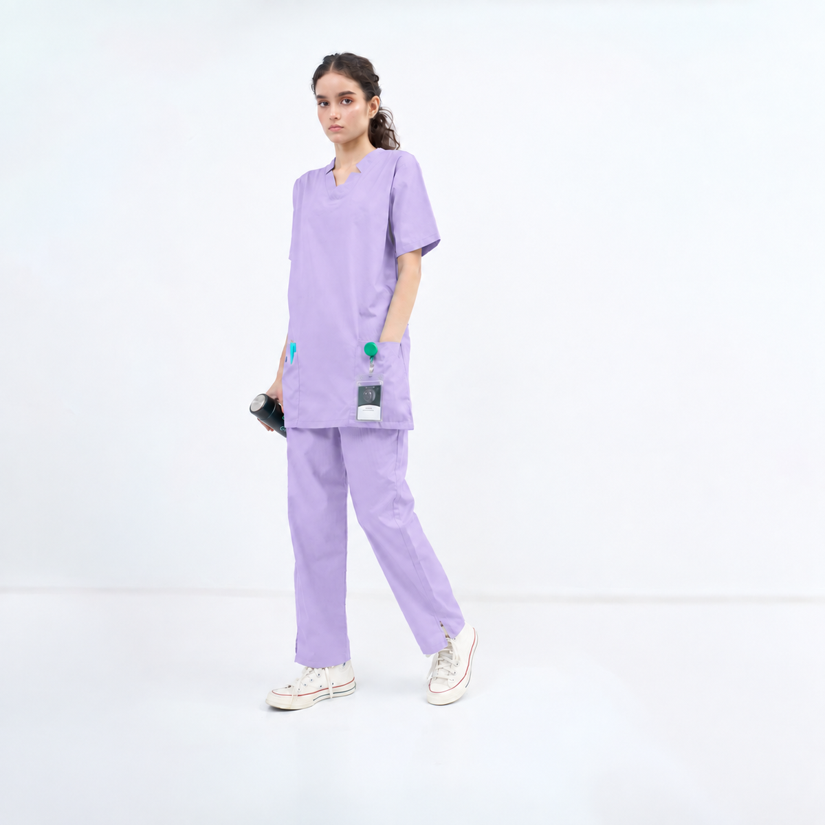 Women's V-Cut Neckline Medical Scrub Set