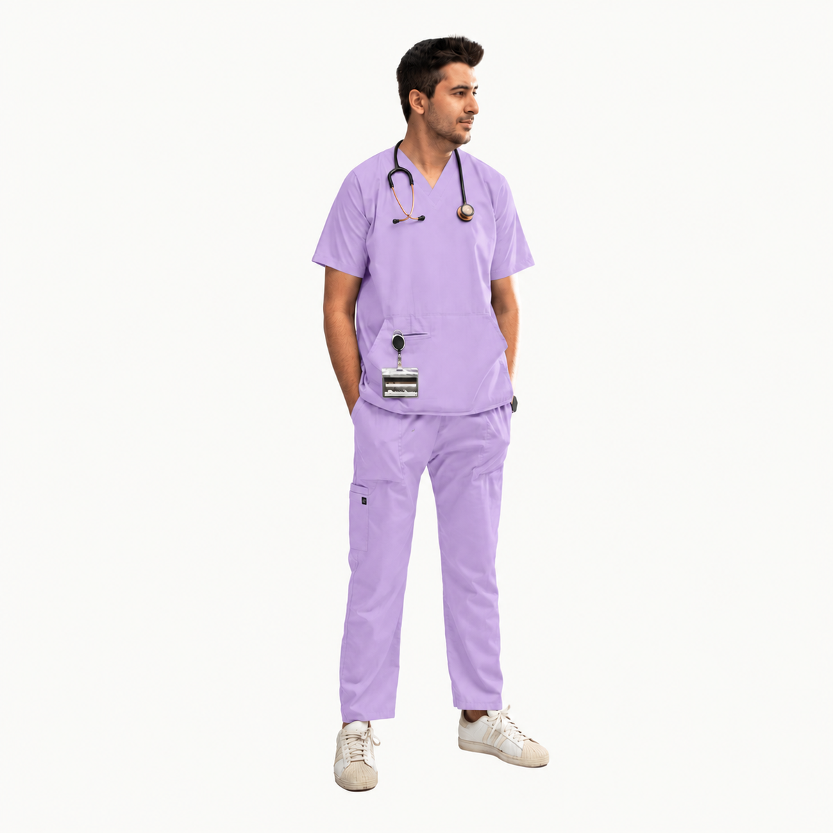 Men's Pouch Pocket Medical Scrub Set