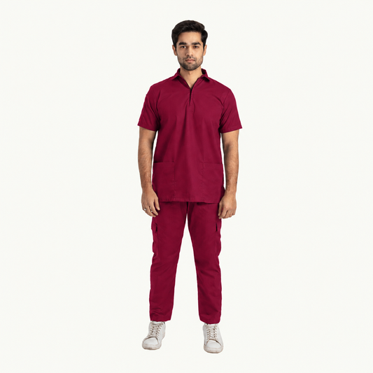 Men's Zip Collar Medical Scrub Set