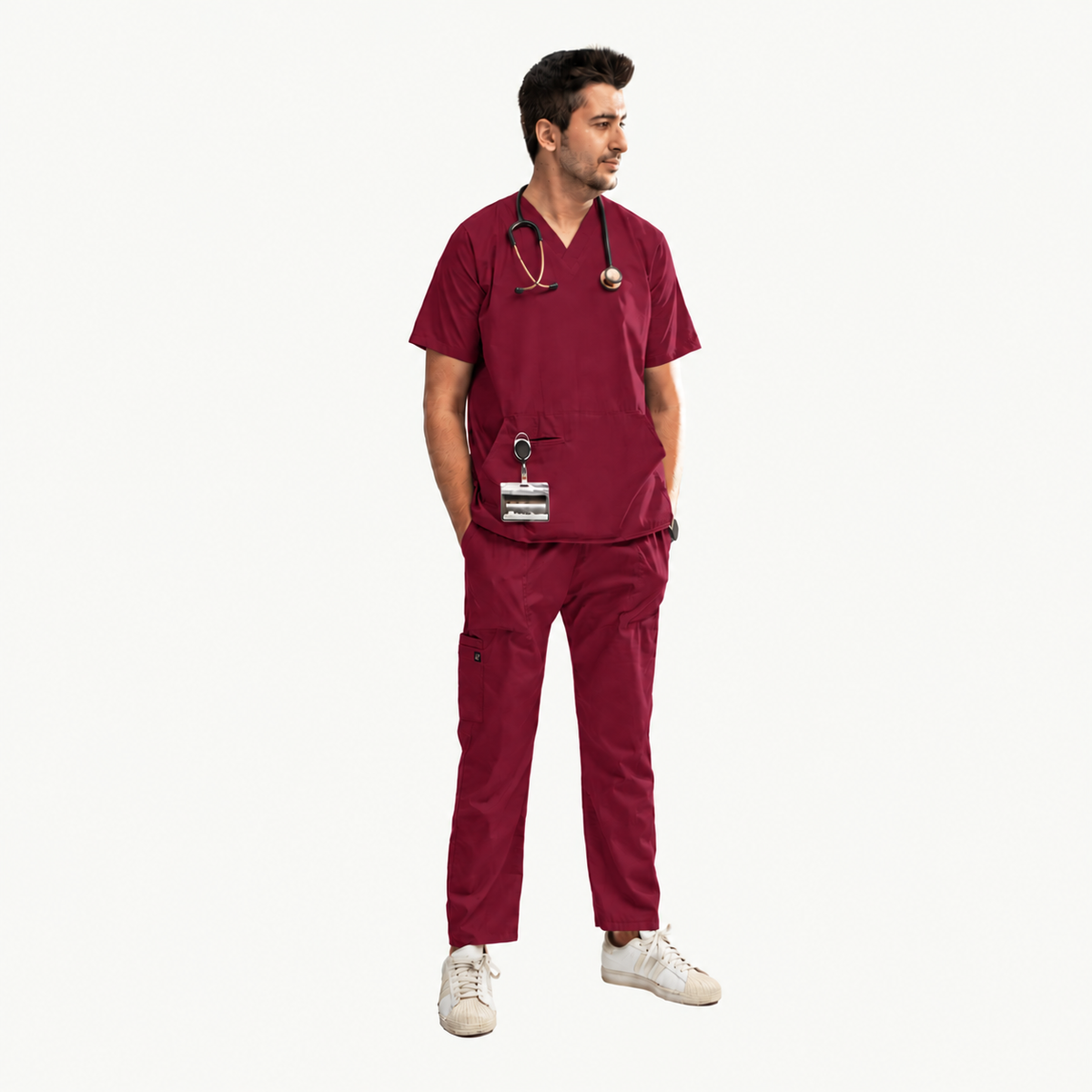 Men's Pouch Pocket Medical Scrub Set