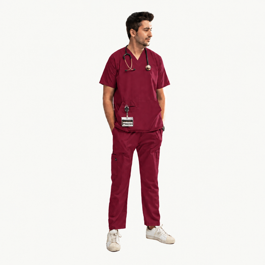 Men's Pouch Pocket Medical Scrub Set
