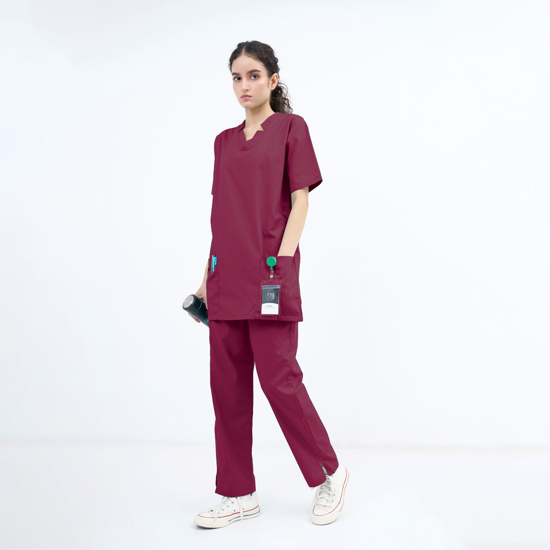 Women's V-Cut Neckline Medical Scrub Set