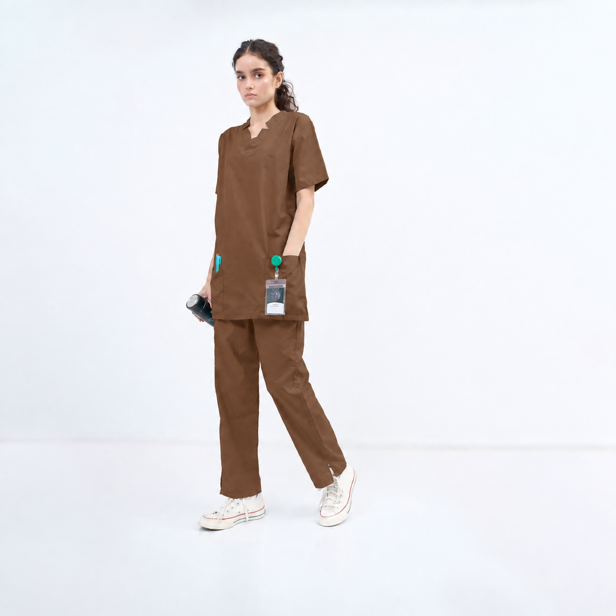 Women's V-Cut Neckline Medical Scrub Set