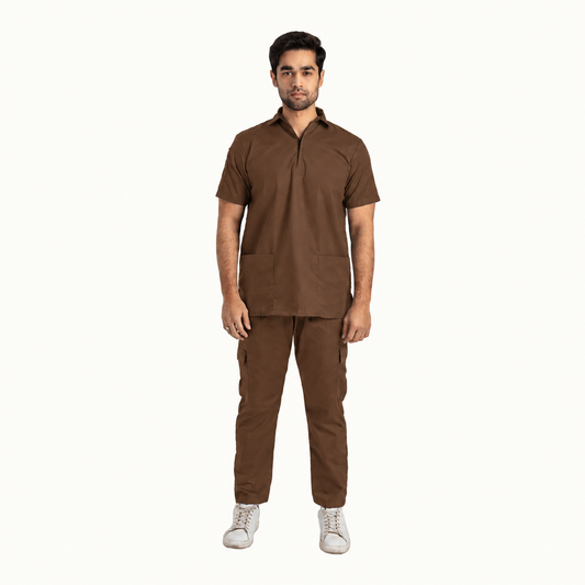 Men's Zip Collar Medical Scrub Set