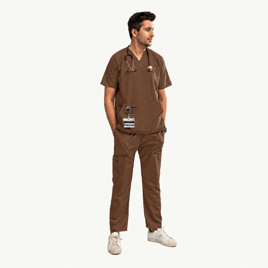Men's Pouch Pocket Medical Scrub Set