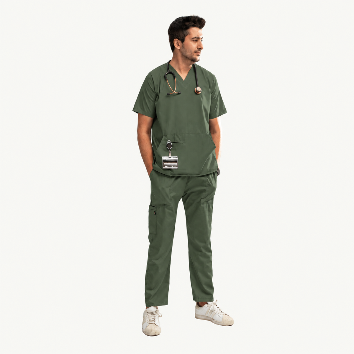 Men's Pouch Pocket Medical Scrub Set