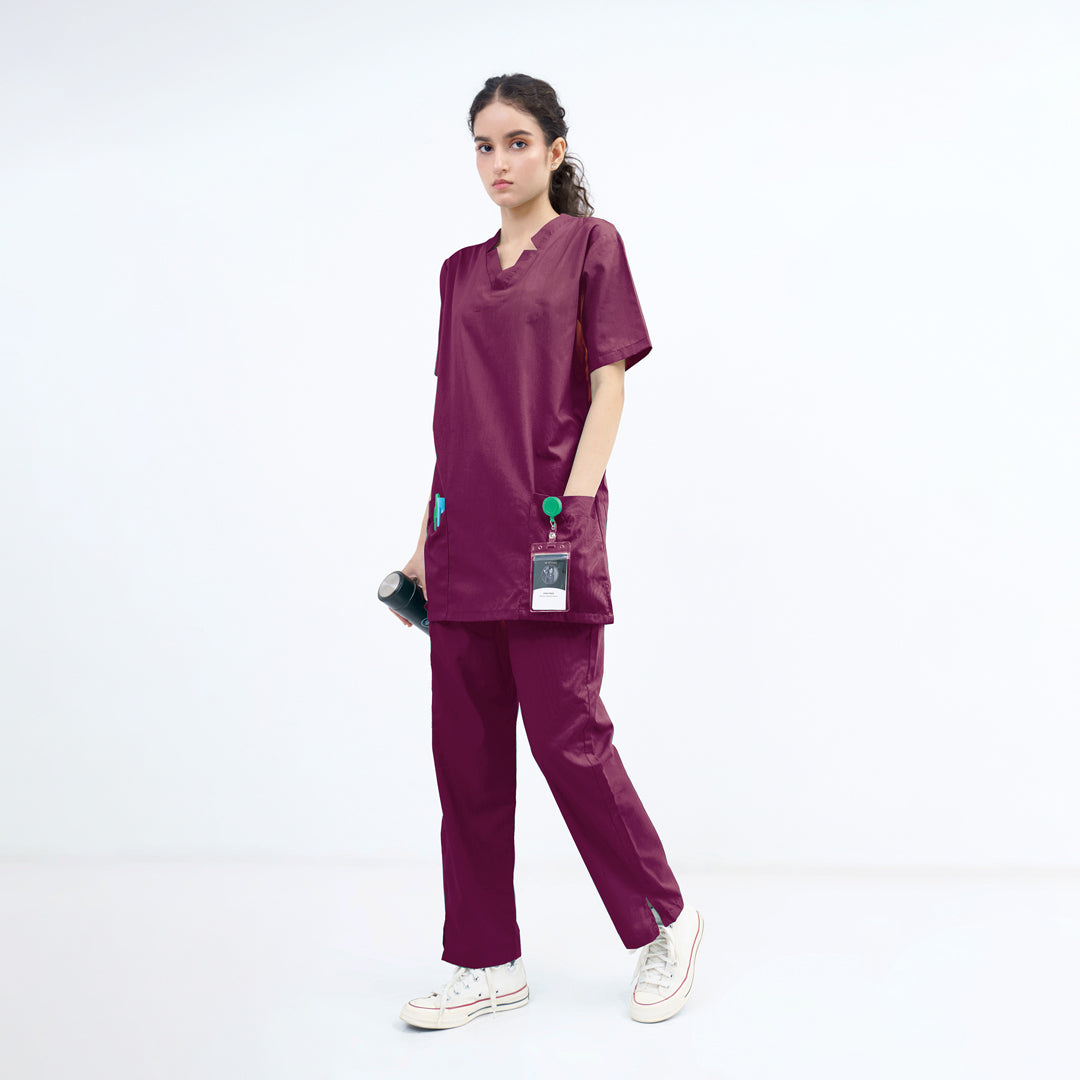 Women's V-Cut Neckline Medical Scrub Set