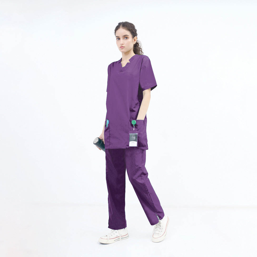 Women's V-Cut Neckline Medical Scrub Set