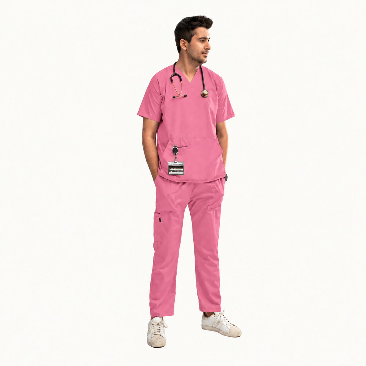Men's Pouch Pocket Medical Scrub Set