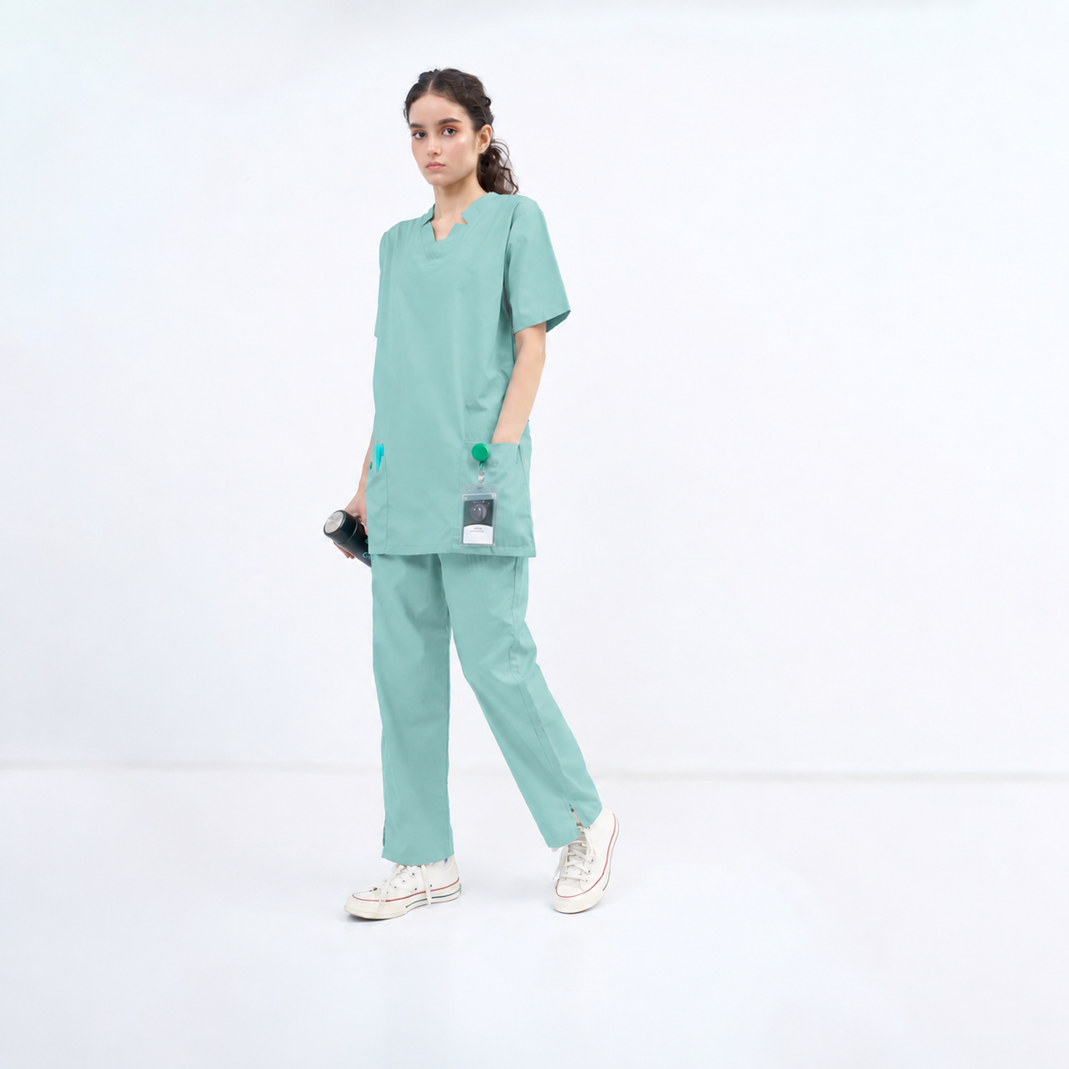 Women's V-Cut Neckline Medical Scrub Set