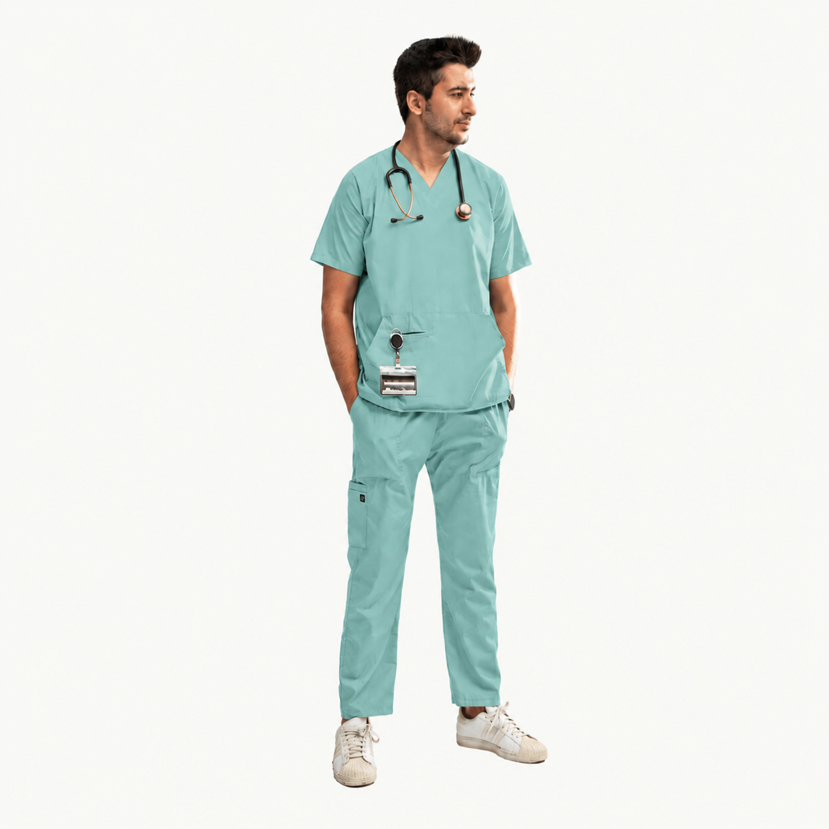 Men's Pouch Pocket Medical Scrub Set
