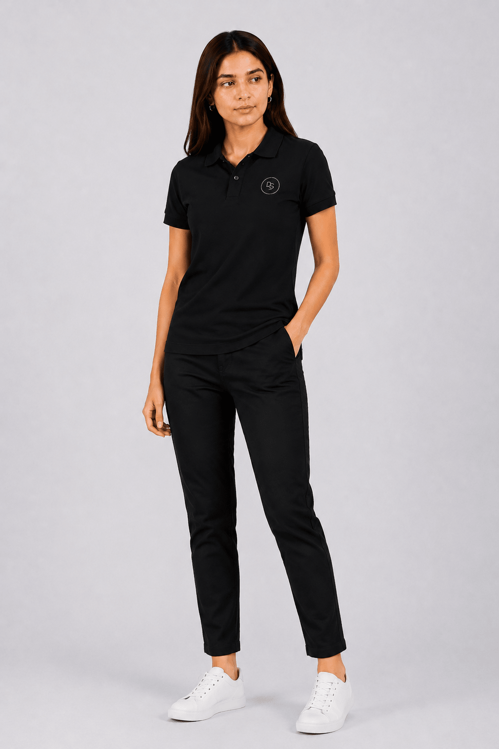 Unisex SuperSoft Cotton Polo Shirt Female - Black - dr.stitchess