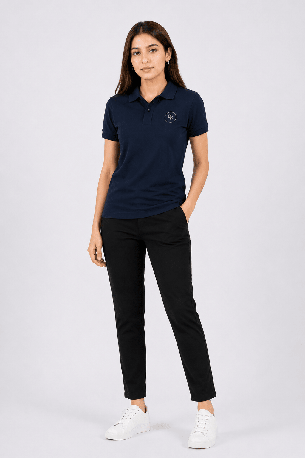 Unisex SuperSoft Cotton Polo Shirt Female - Navy - dr.stitchess