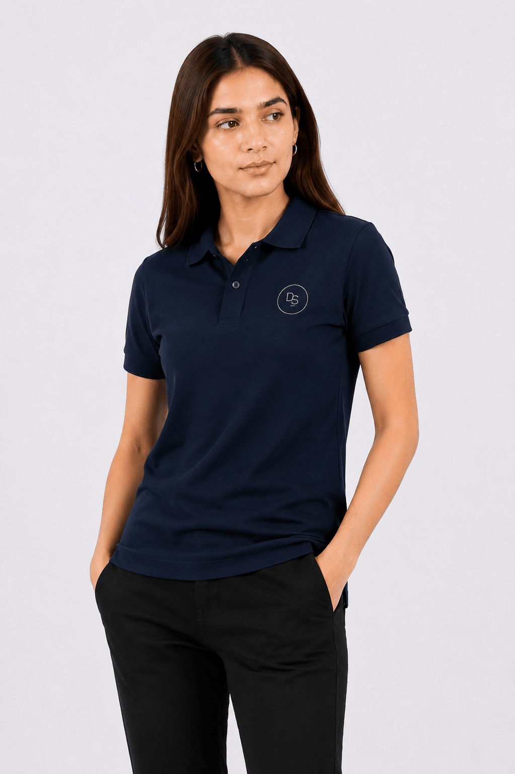 Unisex SuperSoft Cotton Polo Shirt Female - Navy - dr.stitchess