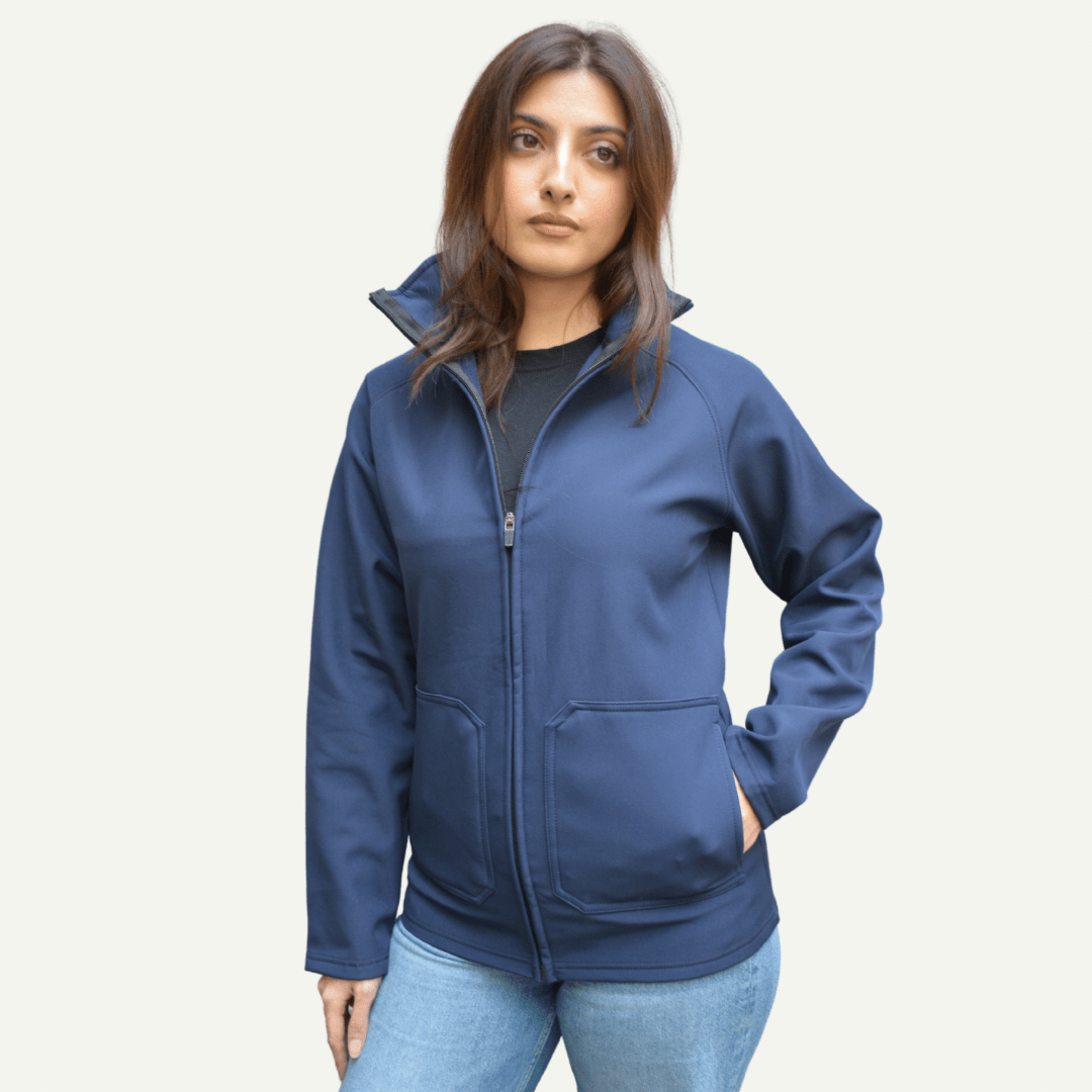 Women’s Premium Softshell Jacket – Blue - dr.stitchess
