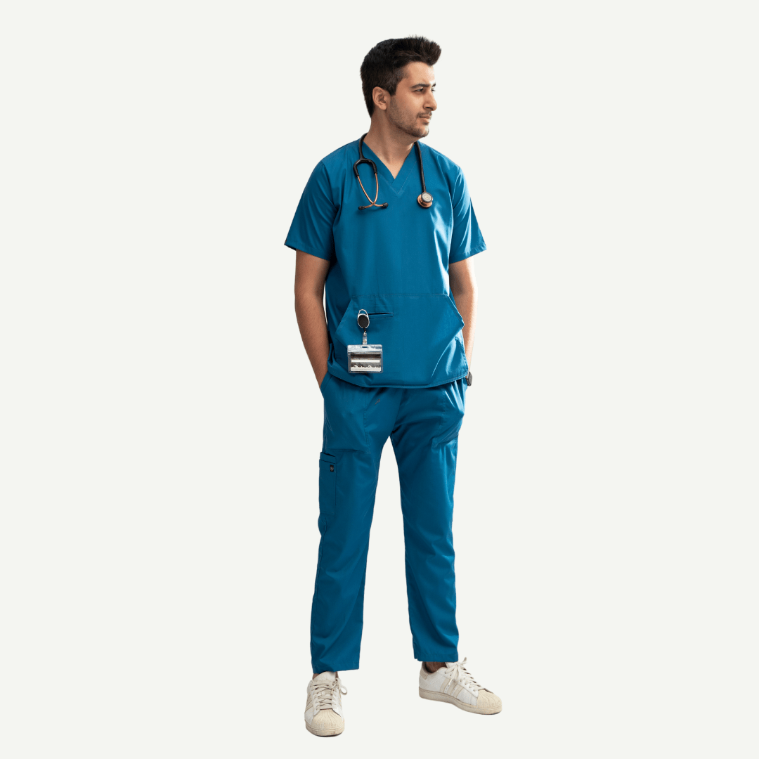 Men's Pouch Pocket Medical Scrub Set